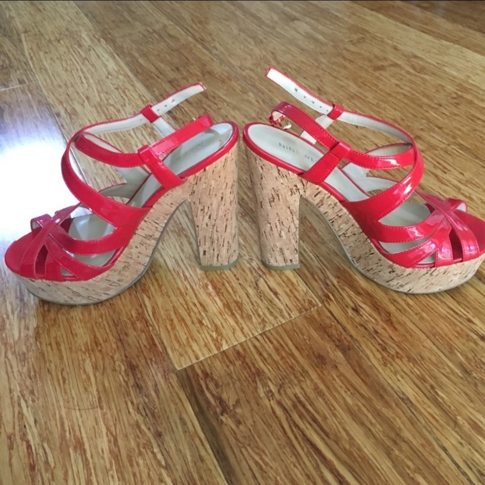 Nine west red platform sandals